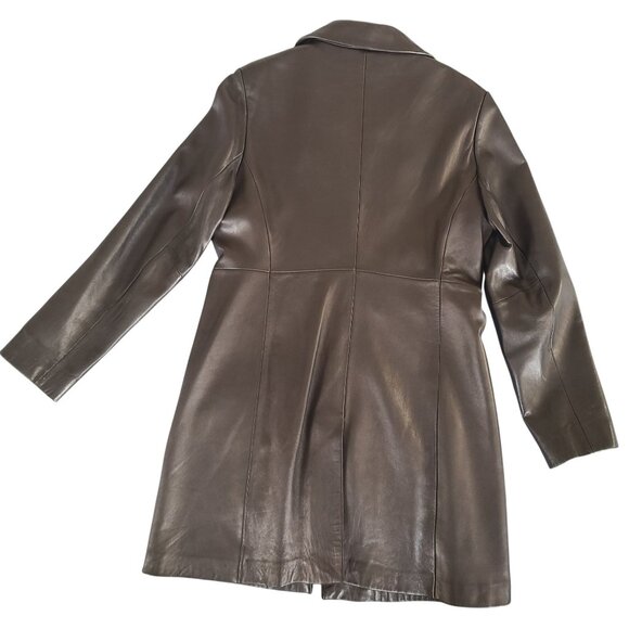 Sally & John New York Womens Leather Trench Coat Jacket Size L Super Soft - Picture 2 of 15